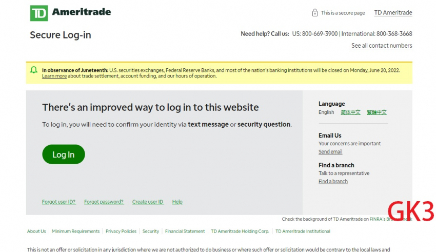 TD Ameritrade login