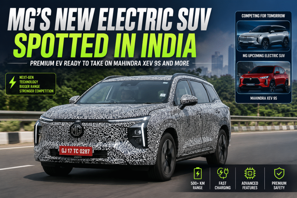 MG’s Upcoming Electric SUV Spotted Testing in India, Set to Challenge Mahindra XEV 9S