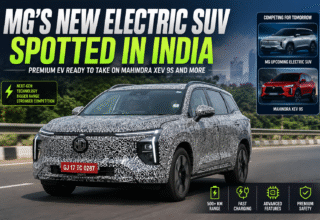 MG's upcoming electric SUV spotted testing on Indian roads ahead of its expected launch in 2026.