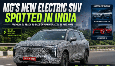 MG's upcoming electric SUV spotted testing on Indian roads ahead of its expected launch in 2026.